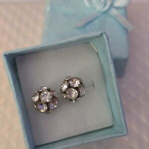 Vintage estate Rhinestone Disco Ball Earrings